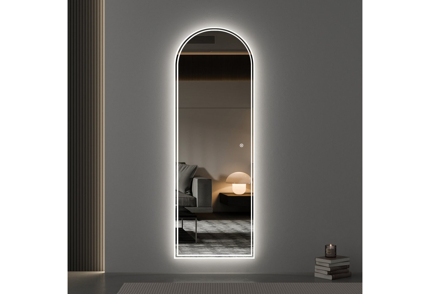 WDWRITTI Spiegel LED für Wohnzimmer Schlafzimmer Flur Garderobe Hotel Friseurladen (Ganzkörperspiegel mit Beleuchtung, 150x50, 140x40), 3Lichtfarben, Dimmbar, Speicherfunktion von WDWRITTI