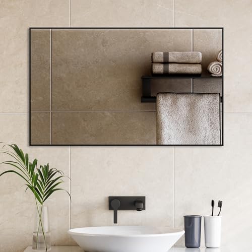 WDWRITTI Spiegel Schwarz Wandspiegel 70x120cm mit Schwarz Rahmen Spiegel für Schlafzimmer Wohnzimmer oder Badezimmer Rechteckiger Wandspiegel Aluminiumrahmen von WDWRITTI