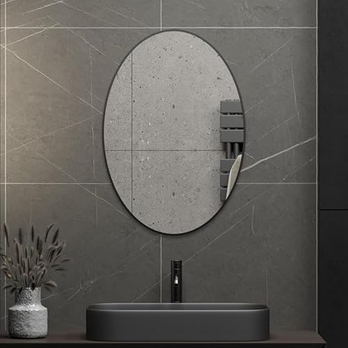 WDWRITTI Spiegel Wandspiegel 60x80cm für Schlafzimmer Wohnzimmer Badezimmer Spiegel mit Schwarz Ellipsen Rahmen HD Glas Wandspiegel Wand von WDWRITTI