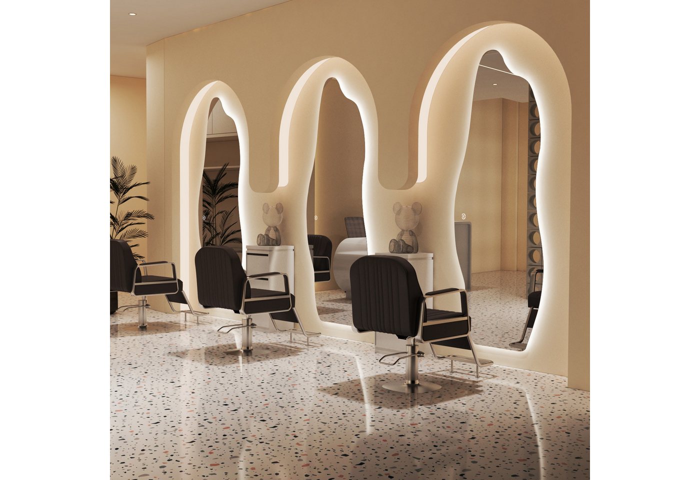WDWRITTI Spiegel groß für Friseurladen Hotel Garderobe & Flur Schlafzimmer Wohnzimmer (Wandspiegel mit LED Beleuchtung, 1-St., 165x60, 165x50, 150x50, 140x40), 3Lichtfarben, Dimmbar, Memory-Funktion von WDWRITTI