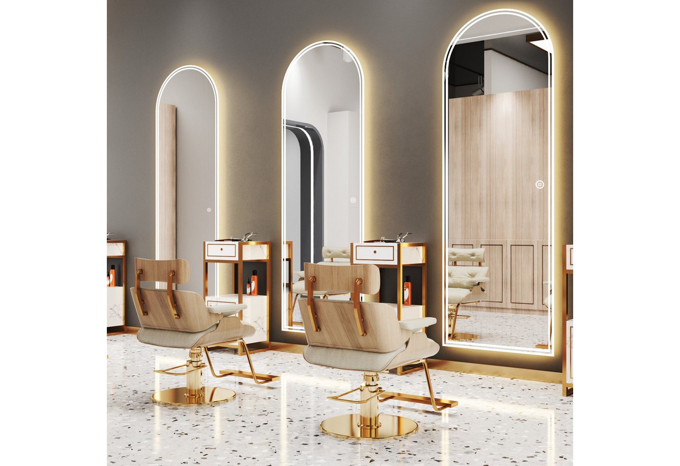 WDWRITTI Spiegel groß für Friseurladen Hotel Garderobe & Flur Schlafzimmer Wohnzimmer (Wandspiegel mit LED Beleuchtung, 1-St., 165x60, 165x50, 150x50, 140x40), 3Lichtfarben, Dimmbar, Memory-Funktion von WDWRITTI