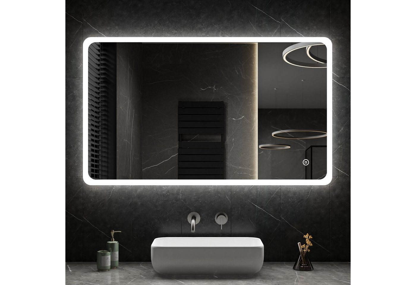 WDWRITTI Spiegel mit beleuchtung 120x70 100x70cm 3Lichtfarben Dimmbar Speicherfunktion (Badezimmerspiegel Lichtspiegel, Touch, Wandschalter), energiesparender, IP44 von WDWRITTI
