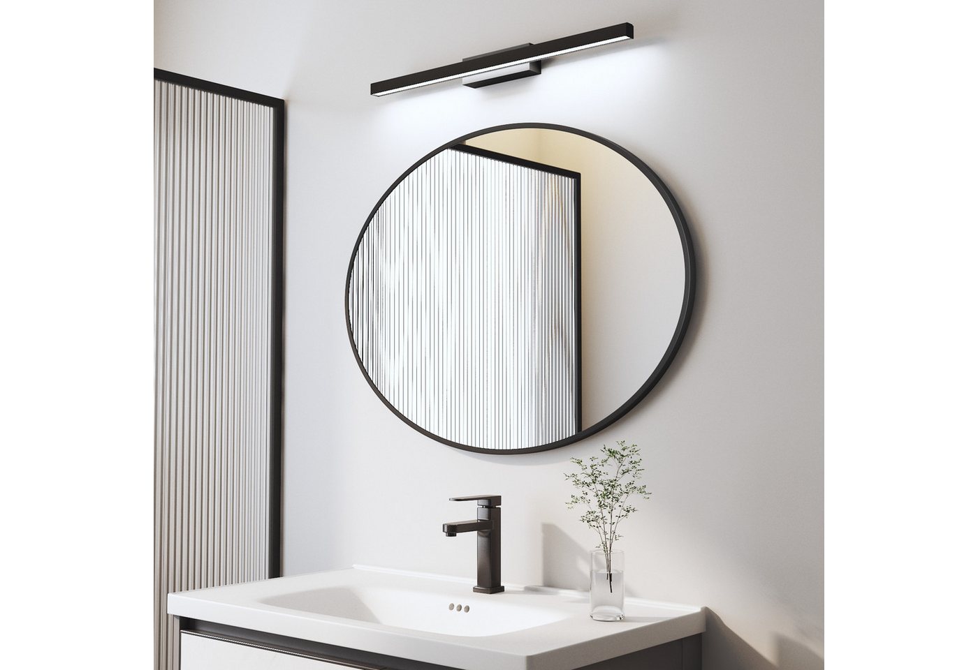 WDWRITTI Spiegel mit licht Badspiegel Wandspiegel mit 60cm LED Wandleuchte Kaltweiß (Oval, 80x60, 70x50cm), HD Spiegel mit Metall Rahmen von WDWRITTI