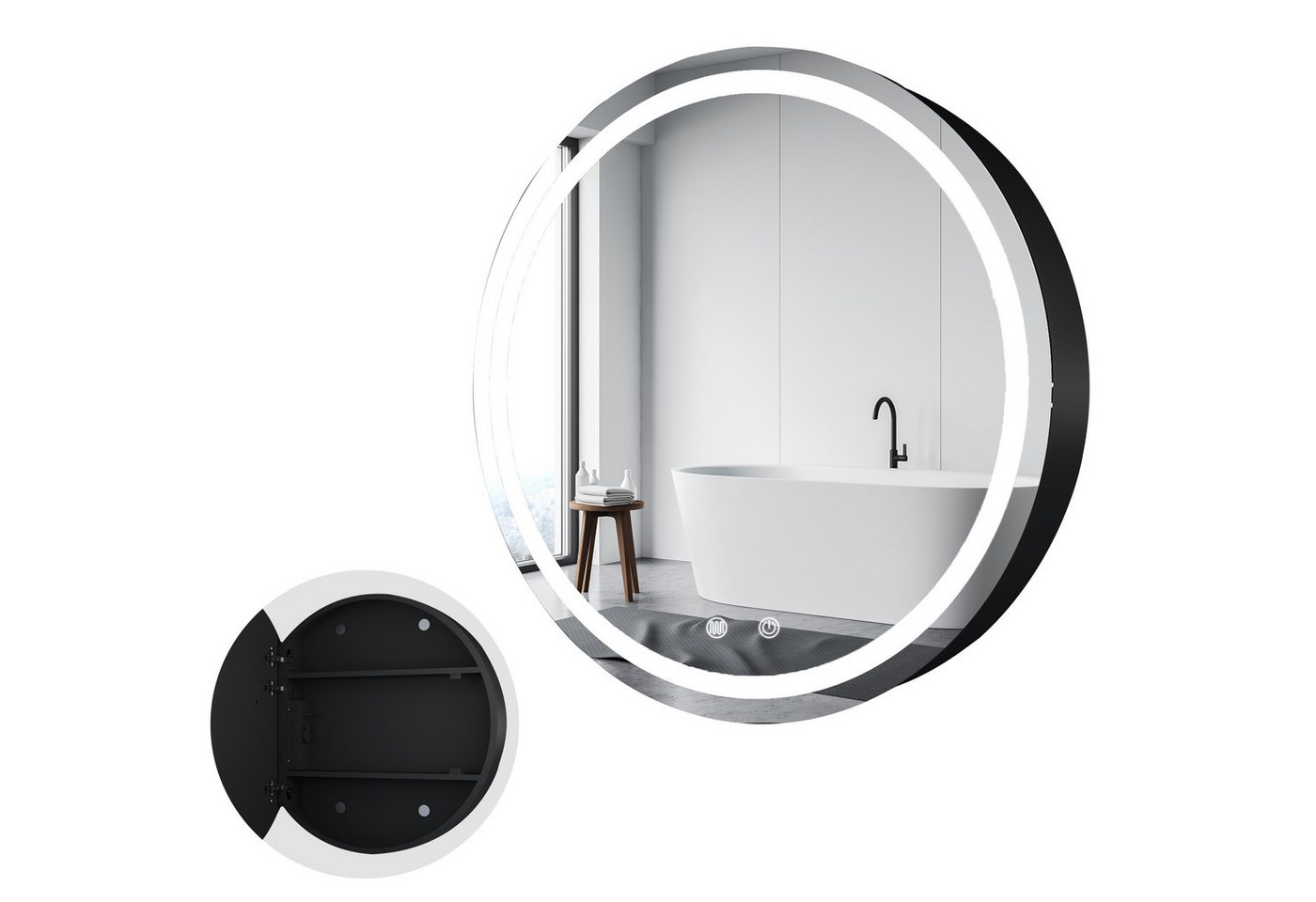 WDWRITTI Spiegelschrank Schwarz Matt Metall Spiegelschrank Bad mit Beleuchtung Wandschrank Bad (2-türig 80x60cm, 1-türig 50x70cm, 40x60cm, Rund ∅ 80cm, ∅ 60cm, 3Lichtfarben, Dimmbar, Speicherfunktion, Touch) HD Spiegel, mit Netzadapter, IP44 WDWRITTI Spiegelschrank Schwarz Matt Metall Spiegelschrank Bad mit Beleuchtung Wandschrank Bad (2-türig 80x60cm, 1-türig 50x70cm, 40x60cm, Rund ∅ 80cm, ∅ 60cm, 3Lichtfarben, Dimmbar, Speicherfunktion, Touch) HD Spiegel, mit Netzadapter, IP44 von WDWRITTI