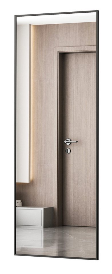 WDWRITTI Standspiegel groß 150x50 Ganzkörperspiegel Gold Schwarz Metall Alu Rahmen (Wandspiegel ganzkörper, Rundbogen, Rechteckig, Eckig), 5mm HD Spiegel, Explosionsgeschutz von WDWRITTI