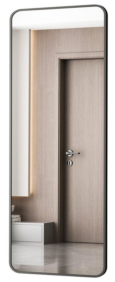 WDWRITTI Standspiegel groß 150x50 Ganzkörperspiegel Gold Schwarz Metall Alu Rahmen (Wandspiegel ganzkörper, Rundbogen, Rechteckig, Eckig), 5mm HD Spiegel, Explosionsgeschutz von WDWRITTI