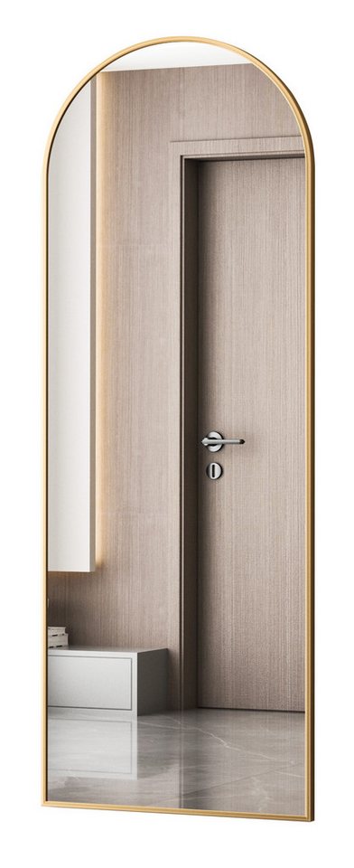 WDWRITTI Standspiegel groß 150x50 Ganzkörperspiegel Gold Schwarz Metall Alu Rahmen (Wandspiegel ganzkörper, Rundbogen, Rechteckig, Eckig), 5mm HD Spiegel, Explosionsgeschutz von WDWRITTI