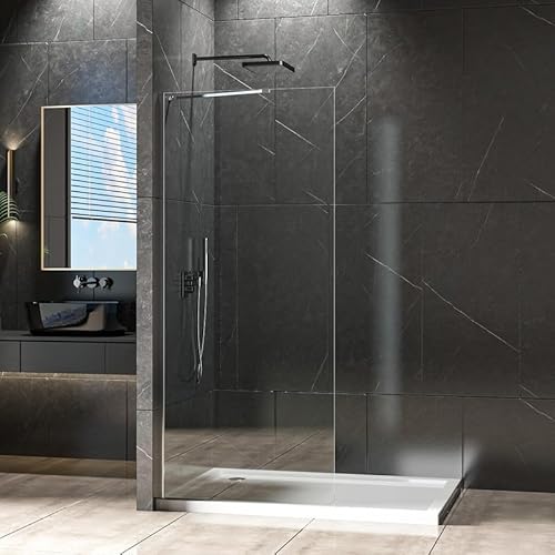 WDWRITTI Walk-in Dusche Duschwand 90cm Duschabtrennung, walk in duschkabine mit stabilisator, duschtrennwand aus 6mm NANO ESG-sicherheitsglas, begehbare Duschwand höhe 195cm von WDWRITTI