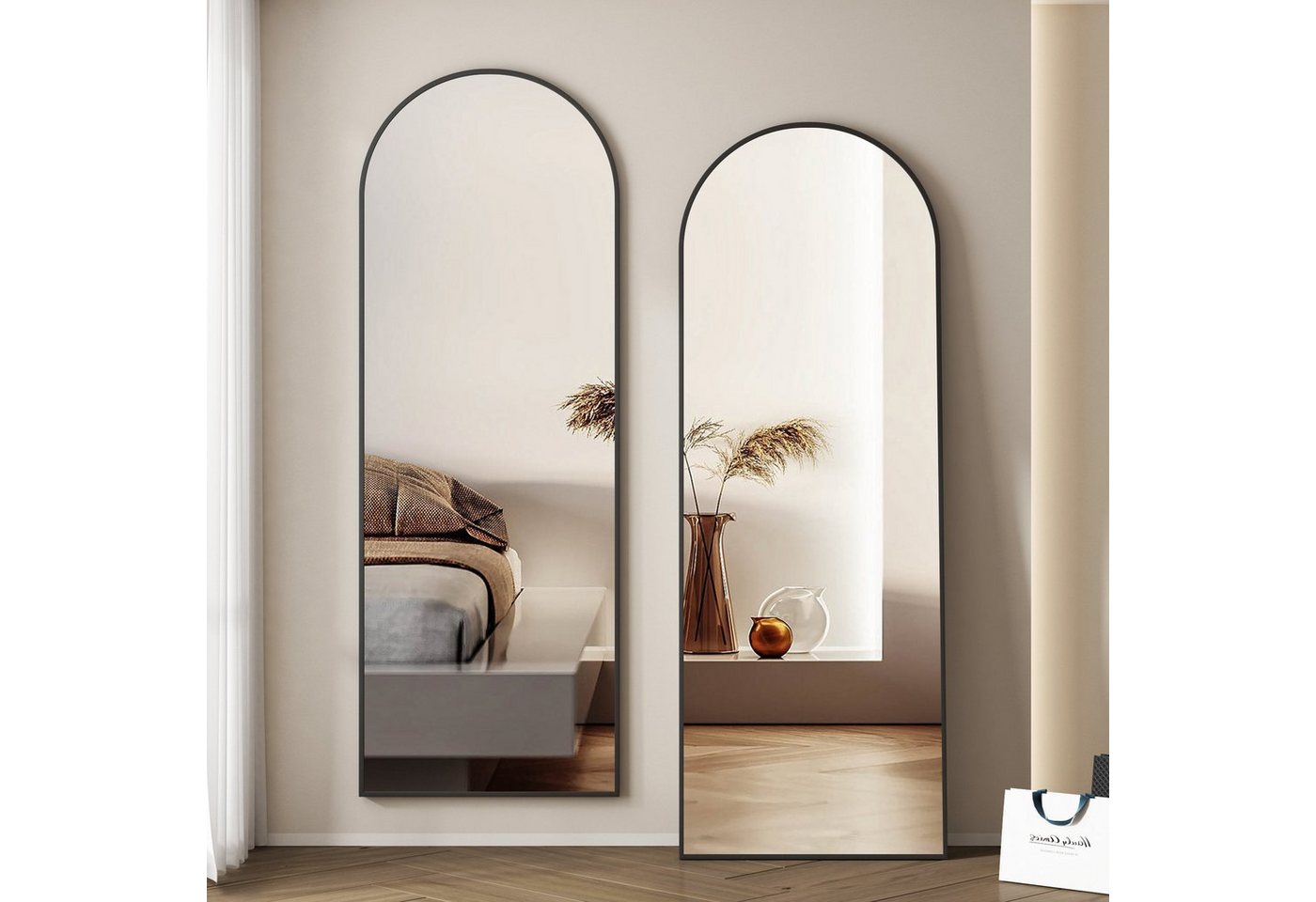 WDWRITTI Wandspiegel Flurspiegel Spiegel groß Ganzkörperspiegel Rund Bogen 150x50 140x40 (Hochspiegel Arched, 5mm HD Spiegel), für Schlafzimmer, Wohnzimmer, Garderobe & Flur, Friseurladen von WDWRITTI