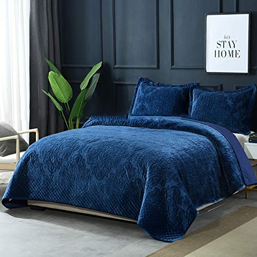 Tagesdecke Baumwolldecke Luxuriöse Mit 2 Kissenbezug, Tagesdecke aus Samt Plüsch Bettüberwurf Weich & Komfort Gesteppte Decke Für Doppelbett von WDXN