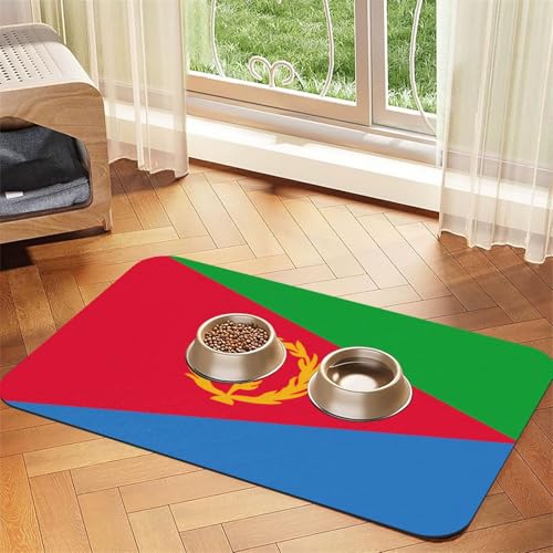 Haustierfuttermatte mit eritreischer Flagge, 60 x 40 cm, saugfähig, rutschfest, PU-Leder, Futtermatte für Hunde und Katzen, Gummiunterseite, schnell trocknend, rollbar, Tischset Haustierfuttermatte mit eritreischer Flagge, 60 x 40 cm, saugfähig, rutschfest, PU-Leder, Futtermatte für Hunde und Katzen, Gummiunterseite, schnell trocknend, rollbar, Tischset von WDXQHY