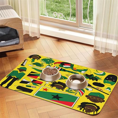 Jamaican Elements Haustierfuttermatte, 60 x 39,9 cm, saugfähig, rutschfest, PU-Leder, Futtermatte für Hunde und Katzen, Gummi-Unterseite, schnell trocknend, rollbar, Haustiernapf, Platzset Jamaican Elements Haustierfuttermatte, 60 x 39,9 cm, saugfähig, rutschfest, PU-Leder, Futtermatte für Hunde und Katzen, Gummi-Unterseite, schnell trocknend, rollbar, Haustiernapf, Platzset von WDXQHY