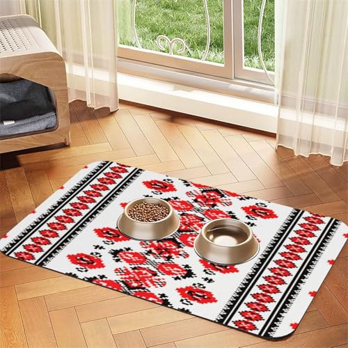 Ukrainische Stickerei-Stil Rose Tierfuttermatte 43,7 x 30 cm saugfähige, rutschfeste PU-Leder-Futtermatte für Hunde und Katzen, Gummiunterseite, schnell trocknend, rollbar, Haustiernapf-Platzdeckchen Ukrainische Stickerei-Stil Rose Tierfuttermatte 43,7 x 30 cm saugfähige, rutschfeste PU-Leder-Futtermatte für Hunde und Katzen, Gummiunterseite, schnell trocknend, rollbar, Haustiernapf-Platzdeckchen von WDXQHY