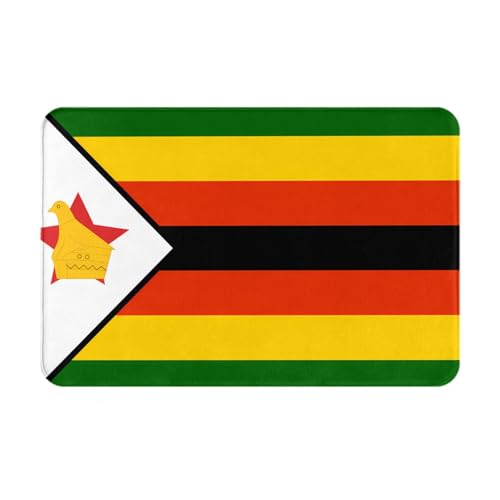 WDXQHY Flanell-Fußmatte, Motiv: Flagge von Simbabwe, 40,6 x 61 cm, verdickt, für drinnen und draußen, rutschfest, wasserabsorbierend, Eingangsmatte für Haustür, Küche, Badezimmer, rutschfeste WDXQHY Flanell-Fußmatte, Motiv: Flagge von Simbabwe, 40,6 x 61 cm, verdickt, für drinnen und draußen, rutschfest, wasserabsorbierend, Eingangsmatte für Haustür, Küche, Badezimmer, rutschfeste von WDXQHY