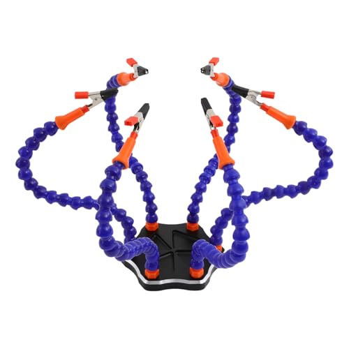 6 Arm Lötwerkzeug mit Schwanenhals Armen, 360° Drehbare Lötthirdhand mit Basis, Flexible Löthilfe für Leiterplatten, Schmuck, Elektronik Reparatur - Aus Aluminiumlegierung von WDZCZDoo