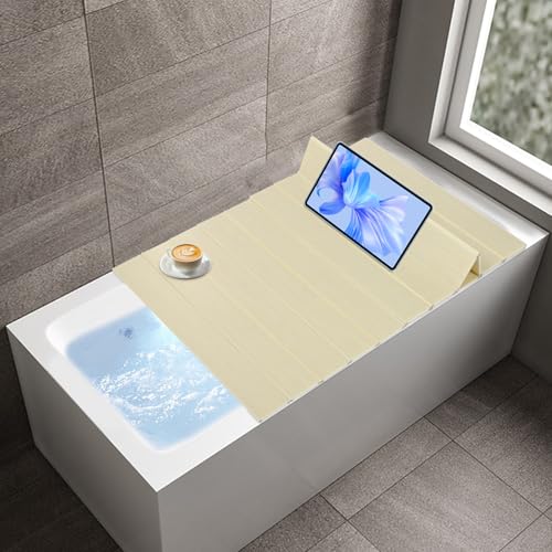Badewannenabdeckung, 170 x 75 cm Badewannen Abdeckung, Faltbar Badewanne Brett Staubdicht Wasserdicht Bathtub Tray für Haus Badezimmer SPA von WDZCZDoo