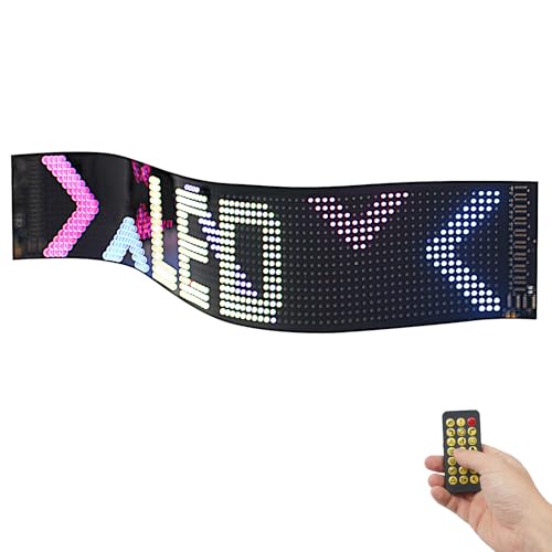 Led Anzeigetafel, 59.5 * 12cm Flexible LED Matrix Panel Flexibler LED Anzeigetafel mit Smart App,LED Namensschild Programmierbar, für Auto, LKW,Geschäft, Bar von WDZCZDoo
