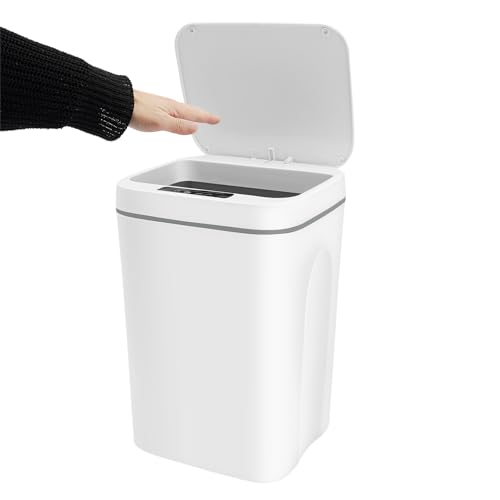 WDZCZDoo Automatischer Sensor-Mülleimer 16L - Berührungslos mit IPX5 Wasserschutz - Weißer Abfalleimer für Küche/Bad/Büro - Inkl. Müllsackbox & LED-Beleuchtung ﻿ von WDZCZDoo
