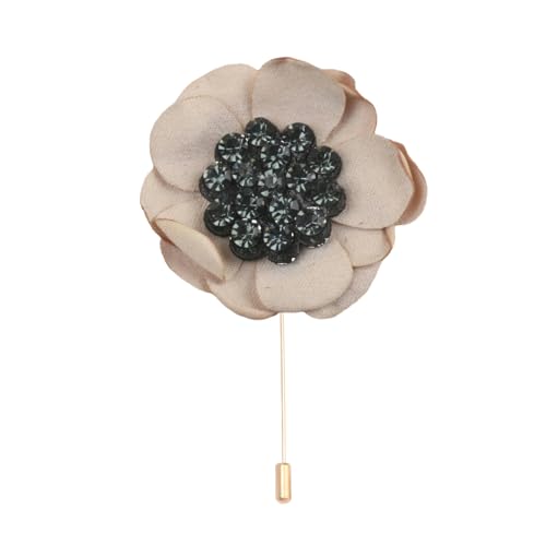 WDZDS 4 * 6CM 10/5PCS Schwarz Strass Gold Tuch Baumwolle Blume Anstecknadel Abzeichen Mit Gold Pin Blume Corsage Satin Blume Anstecknadel Brosche Satin Rose Anstecknadel von WDZDS