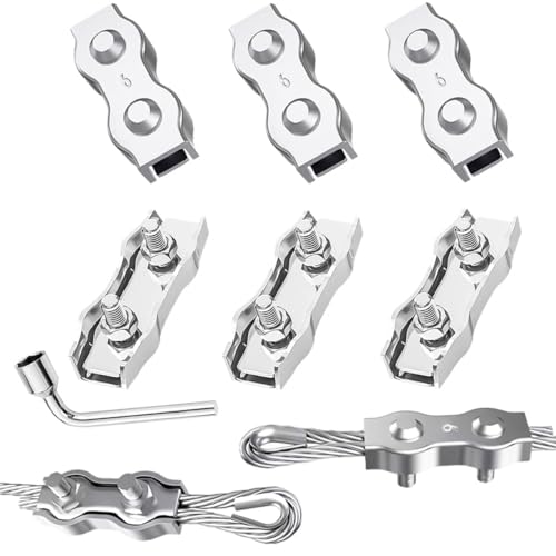 Duplex Klemme Seilverbinder M6 Drahtseilklemme 6stk 304 Edelstahl Drahtseilklemmen 6mm für Drahtseil Wäscheleine Markise Fixiert (M6) von WDZGX