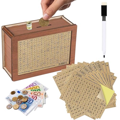Spardose Holz Retro Sparbüchse Aufbewahrungsbox Sparbox Spardose mit Zähler Wiederverwendbare für Hilft Erwachsene und Kinder Die Gewohnheit Zum Sparen von WDZGX