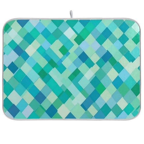 Abtropfmatte, rautenförmig, türkisgrün, saugfähige Mikrofaser-Gummimatte, Arbeitsplatte, Abtropfmatte, Pionierfrau, 45,7 x 61 cm von WDdZzyy