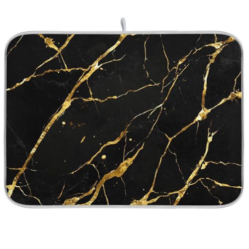 Abtropfmatte aus schwarzem Marmor, saugfähige Mikrofaser-Matte unter Abtropfgestell, Abtropfmatte, Pionierfrau, 45,7 x 61 cm von WDdZzyy