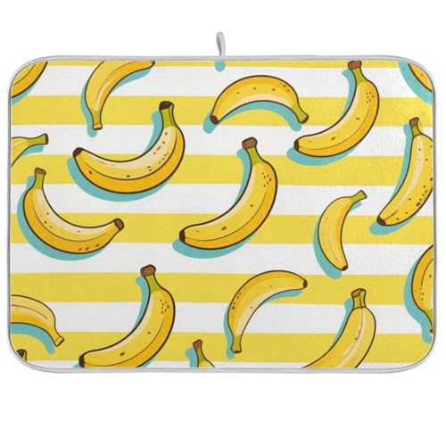 Abtropfmatte für Küchentheken, gestreift, 45,7 x 61 cm, Gelb / Weiß gestreift, saugfähig, Mikrofaser von WDdZzyy