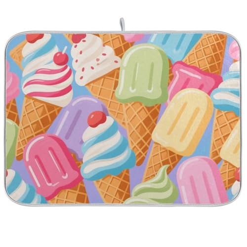 Abtropfmatte für den Sommer, saugfähiges Mikrofaser-Abtropfgestell mit Matte, 45,7 x 61 cm von WDdZzyy