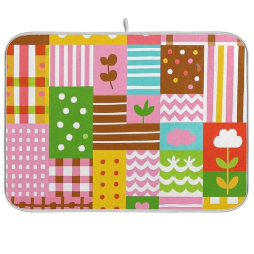 Abtropfmatte mit Cartoon-Motiv, bunt, saugfähig, Mikrofaser, Abtropfmatte, Pionierfrau, 45,7 x 61 cm von WDdZzyy