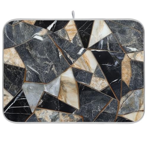 Abtropfmatte mit Marmorsteinen, geometrischer Stil, saugfähig, Mikrofaser, Abtropfmatte, Pionierfrau, 45,7 x 61 cm von WDdZzyy