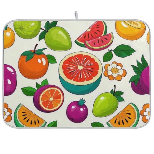 Abtropfmatte mit Obstmelonen-Muster, bunt, saugfähig, Mikrofaser, für Küchentheke, Ecurridor de Platos Para Fregadero, 45,7 x 61 cm von WDdZzyy
