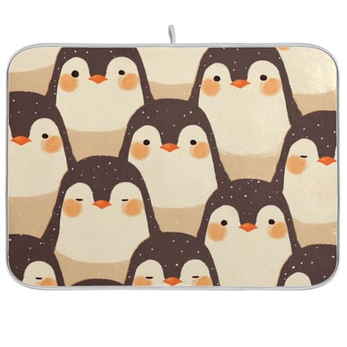 Abtropfmatte mit niedlichem Cartoon-Pinguin-Motiv, saugfähig, Mikrofaser, Abtropfgestell, Para Vasos Mojados, 45,7 x 61 cm von WDdZzyy