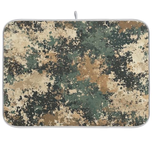 Geschirrabtropfmatte, modern, militärgrün, Camouflage, saugfähig, Mikrofaser, 45,7 x 61 cm von WDdZzyy