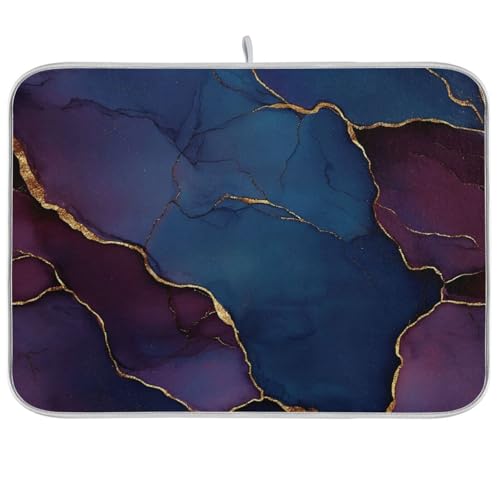 Geschirrabtropfmatte, saugfähig, Mikrofaser, 45,7 x 61 cm, Burgunderrot / Marineblau von WDdZzyy