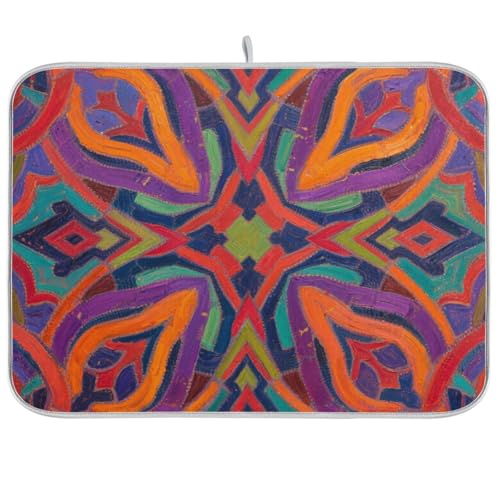Geschirrmatte mit böhmischen bunten Mustern, saugfähig, Mikrofaser, 45,7 x 61 cm Geschirrmatte mit böhmischen bunten Mustern, saugfähig, Mikrofaser, 45,7 x 61 cm von WDdZzyy