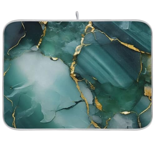Luxuriöse Abtropfmatte, Marmor, Grün, Gold, saugfähig, Mikrofaser, Abtropfgestell, Ecurridor de Platos Para Fregadero, 45,7 x 61 cm von WDdZzyy