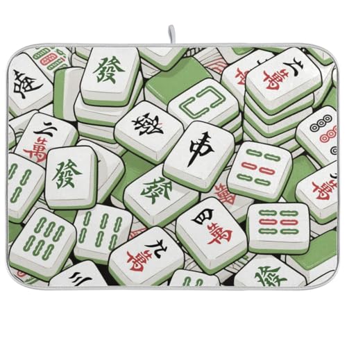 Mahjong Chinesische grüne Abtropfmatte, saugfähig, Mikrofaser, Abtropfmatte, Pionierfrau, 45,7 x 61 cm von WDdZzyy