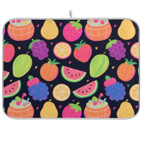 Neonfarbene Sommer-Obst-Party-Geschirrmatte, saugfähiges Mikrofaser-Abtropfgestell, Tuch Ecurridor de Platos Para Fregadero 45,7 x 61 cm von WDdZzyy