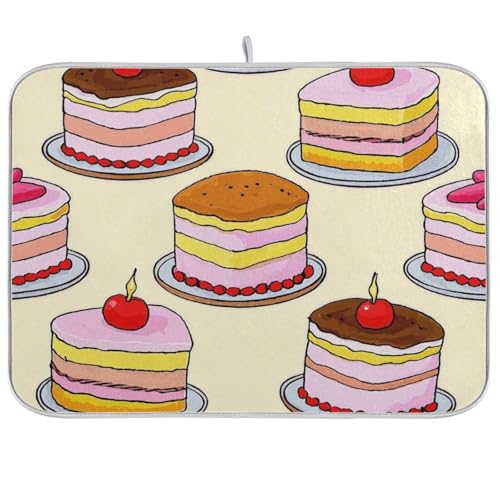 Niedliche Cartoon-Essens-Kuchen-Geschirrmatte, saugfähig, Mikrofaser, Abtropfmatte, Pionierfrau, 45,7 x 61 cm Niedliche Cartoon-Essens-Kuchen-Geschirrmatte, saugfähig, Mikrofaser, Abtropfmatte, Pionierfrau, 45,7 x 61 cm von WDdZzyy