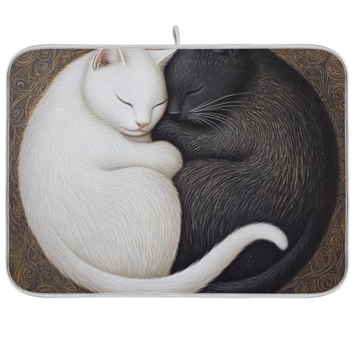 Niedliche einfache Taichi-Katzen-Geschirrmatte, saugfähige Mikrofaser-Abtropfmatte, Contenedor Para Vasos Mojados, 45,7 x 61 cm Niedliche einfache Taichi-Katzen-Geschirrmatte, saugfähige Mikrofaser-Abtropfmatte, Contenedor Para Vasos Mojados, 45,7 x 61 cm von WDdZzyy