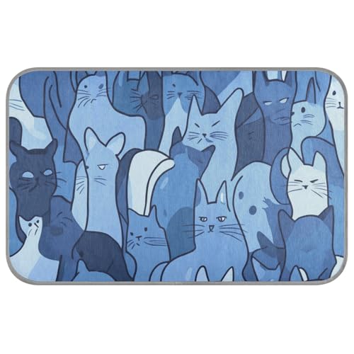 WDdZzyy Art Russian Blue Cats Sommermatte für Outdoor-Katzen, selbstkühlend, 96,5 x 58,4 cm, Kühlmatte, Gel für Kätzchen, zum Schlafen, wasserdicht, Mantas Frías Para Perros M von WDdZzyy