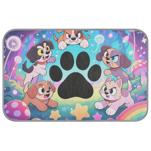 WDdZzyy Dog Paw Claw Rainbow Summer Cooling Bed for Dogs Self Cooling 96.5 cm x 58.4 cm cooling mat gel for Canine outside accessories tapete refrescante para mascotas M von WDdZzyy
