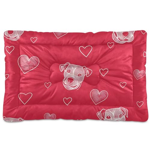 WDdZzyy Dog Simple Line Art Valentine Cartoon waschbare Haustiermatratze, rutschfest, weich, bequem, für mittelgroße und große Hunde, 91,4 x 61 cm von WDdZzyy