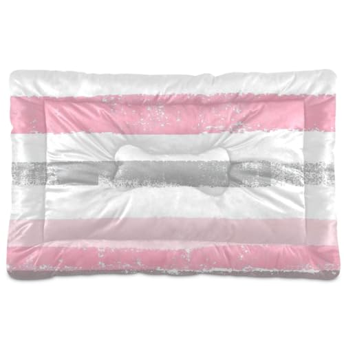 WDdZzyy Haustiermatte, waschbar, rutschfest, weich, bequem, für große, mittelgroße und kleine Hunde, 91,4 x 61 cm, Rosa und Hellgrau von WDdZzyy