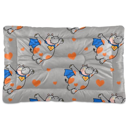 WDdZzyy Hippo Hundekäfigunterlage mit lustigem Tier, fliegendes Herz, waschbar, rutschfest, weich, bequem, für große, mittelgroße und kleine Hunde, 91,4 x 61 cm, Orange / Grau WDdZzyy Hippo Hundekäfigunterlage mit lustigem Tier, fliegendes Herz, waschbar, rutschfest, weich, bequem, für große, mittelgroße und kleine Hunde, 91,4 x 61 cm, Orange / Grau von WDdZzyy