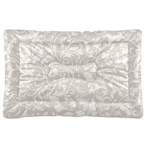 WDdZzyy Katzenhütte mit Schnörkelmuster, waschbar, weich, rutschfest, für mittelgroße und große Hunde, 91,4 x 61 cm, Grau / Weiß von WDdZzyy