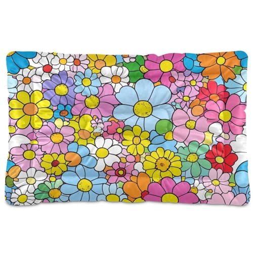 WDdZzyy Minimalistische waschbare Hundeboxunterlage mit bunten Blumen, weiche, bequeme, rutschfeste Unterseite für große, mittelgroße und kleine Hunde, 91,4 x 61 cm WDdZzyy Minimalistische waschbare Hundeboxunterlage mit bunten Blumen, weiche, bequeme, rutschfeste Unterseite für große, mittelgroße und kleine Hunde, 91,4 x 61 cm von WDdZzyy