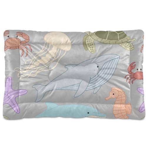 WDdZzyy Unterwassertiermatte, Wal, Quallen, waschbar, rutschfest, weich, bequem, für große, mittelgroße und kleine Hunde, 91,4 x 61 cm, Grau von WDdZzyy