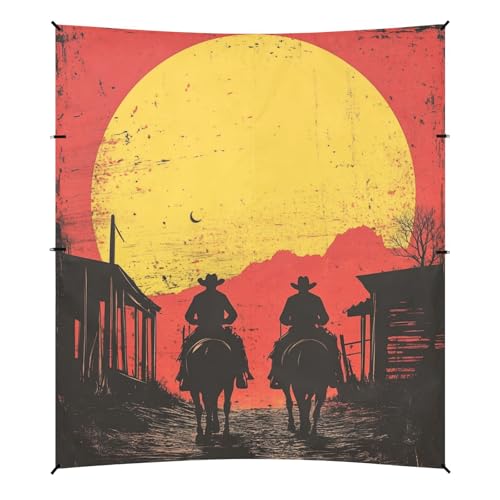 Western Cowboy Sonnenuntergang Faltbar Strand Cabana UPF50+ Schutz Wasserabweisend Groß Sonnenschutz mit Sandschaufel Sandsäcke für Familienreisen von WDdZzyy